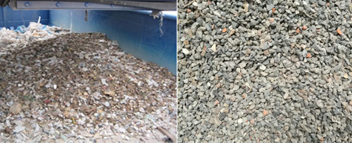 风选出的轻物质与再生骨料